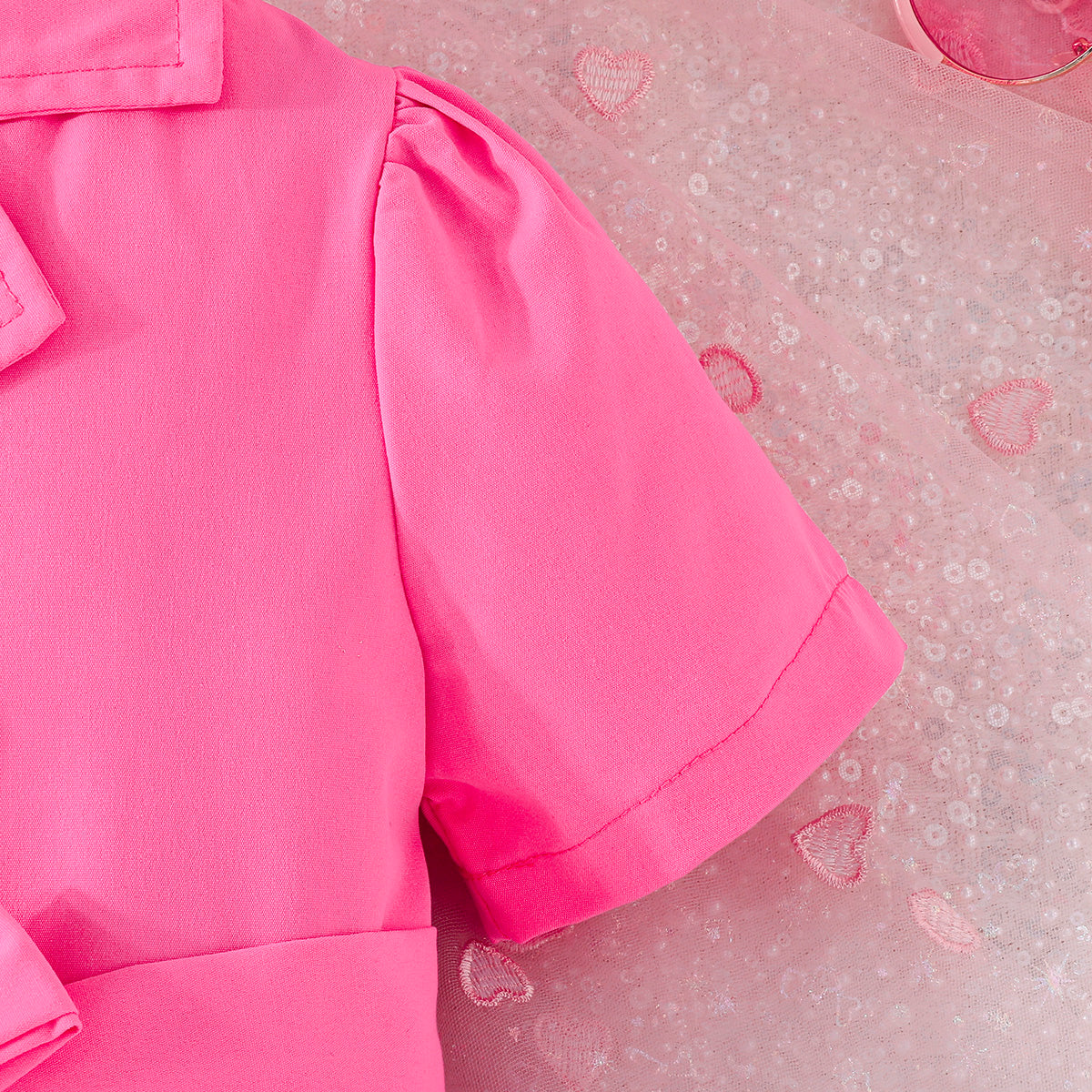 Girls Fuchsia Solid Summer Casual Blazer Dresses Casual Dresses