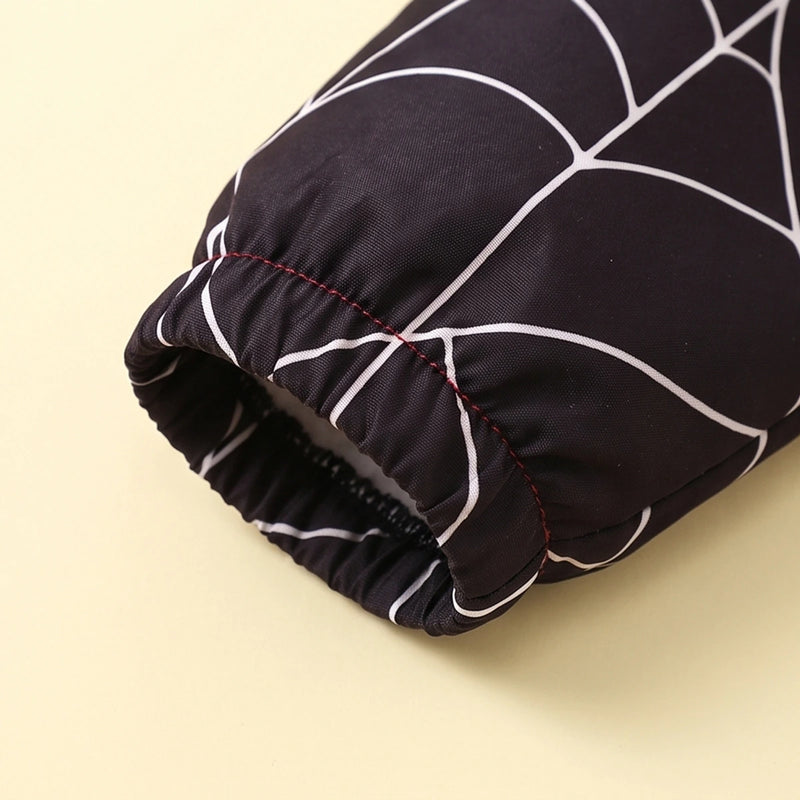 Boys Black Spiderweb Print Hooded Zip-Up Jacket Coats & Jackets