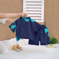 Boys Navy Blue Printed Short Sleeve Shirt With Shorts Set 2 pc. Sets