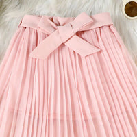 Girls Light Pink Sleeveless Top With Pleated Flared Skirt Sets 2 pc. Sets