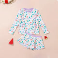 Girls Off White Floral Print Top With Skorts Swimwear Sets Beachwear Off White 3-4 Y