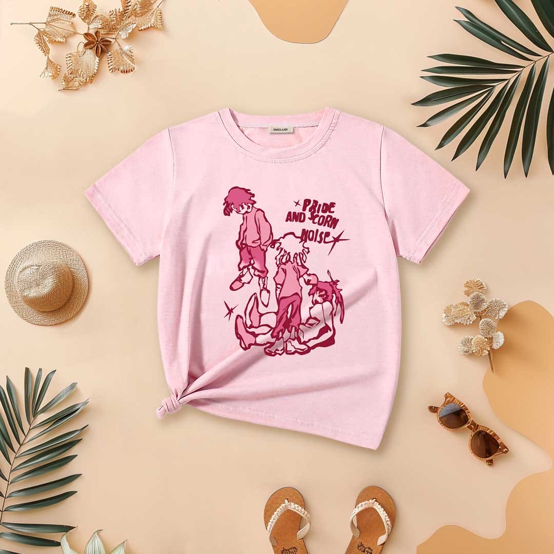 Girls Short Sleeve Graphic T-Shirt Tshirts Pink 8-9 Y 