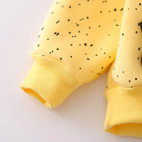 Girls Yellow Bear Cartoon Printed Sweatshirt With Jogger Sets Sets