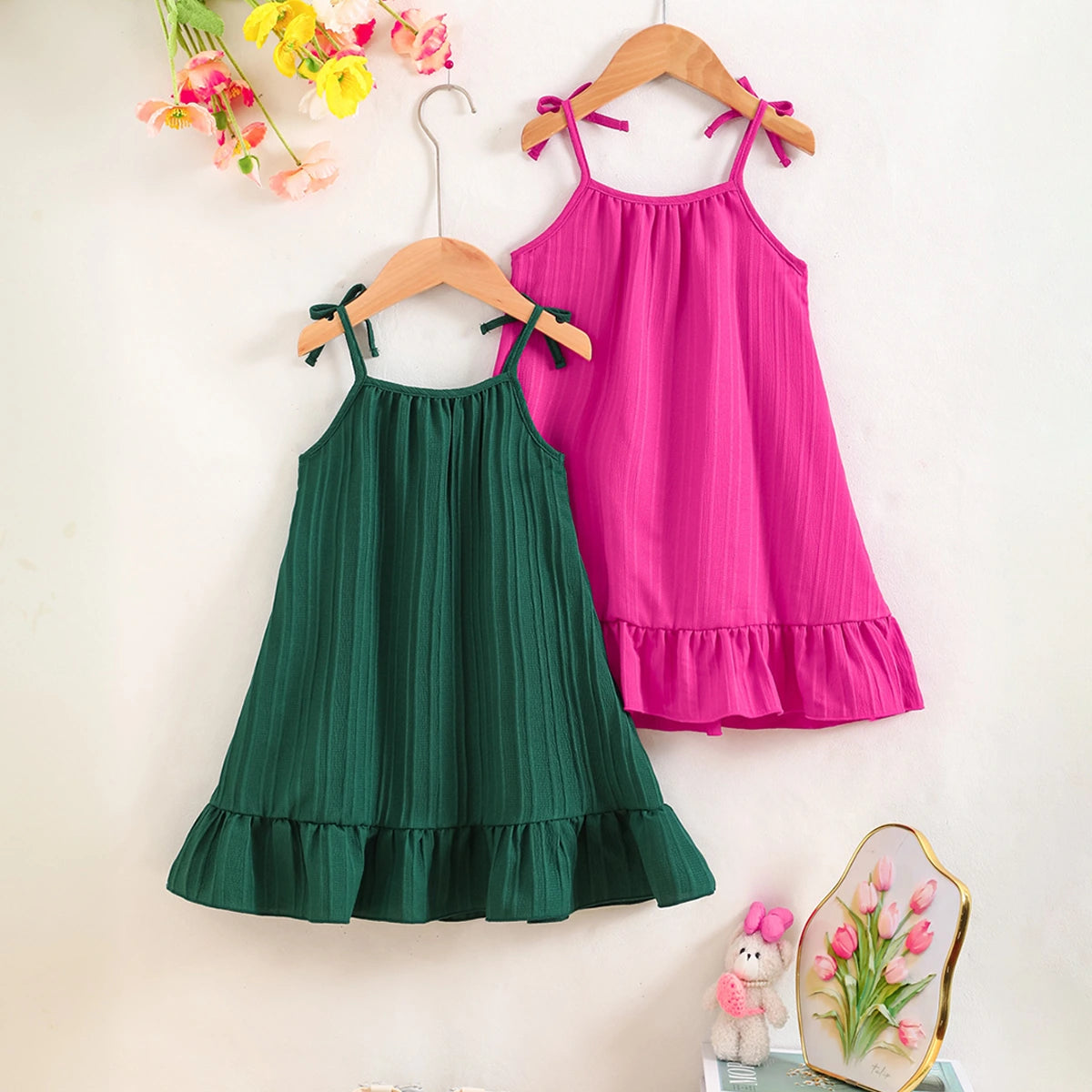 Girls Multicolor Self Design Stripes Sleeveless Dresses Pack Of 2 Casual Dresses