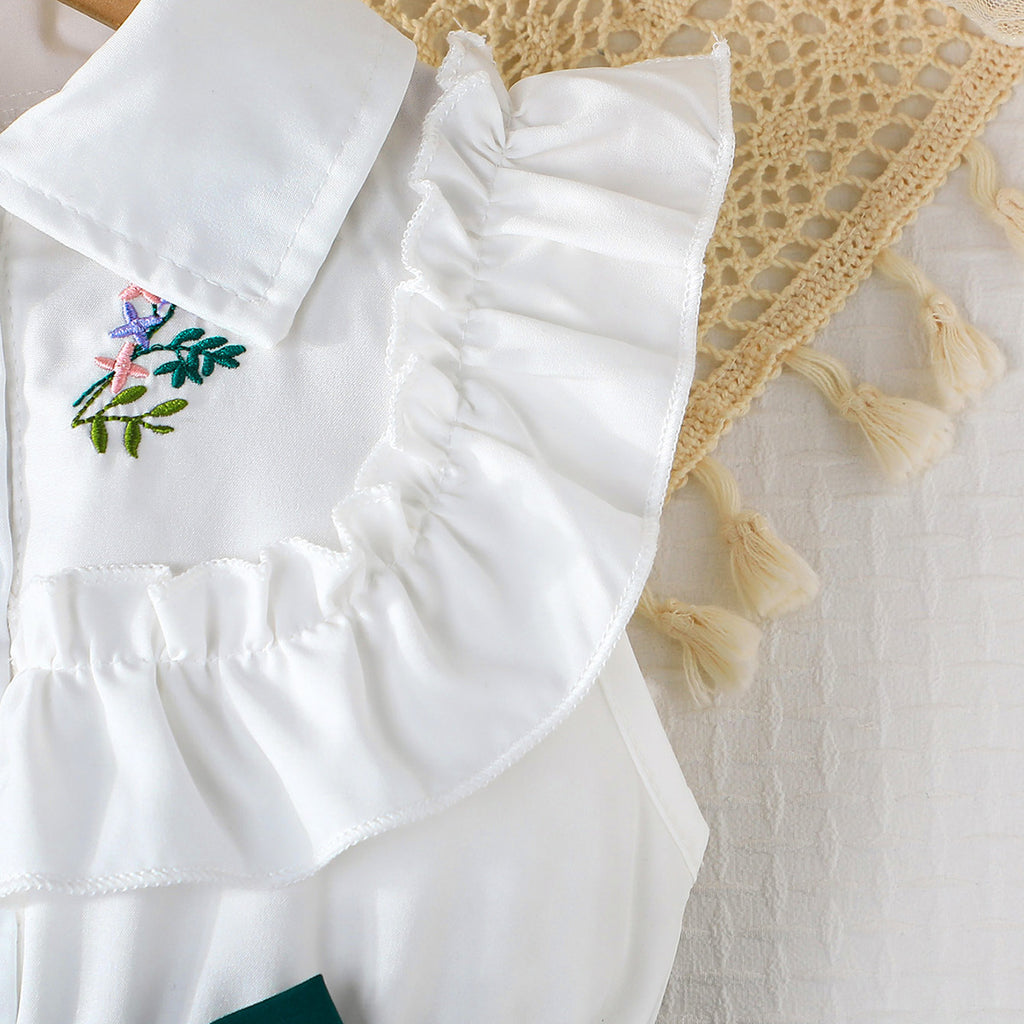Girls Green Short Sleeve Shirt Dress Casual Dresses