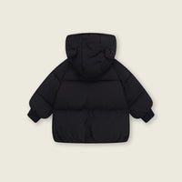 Girls Black Solid Front Zipper Hooded Puffer Jacket Coats & Jackets