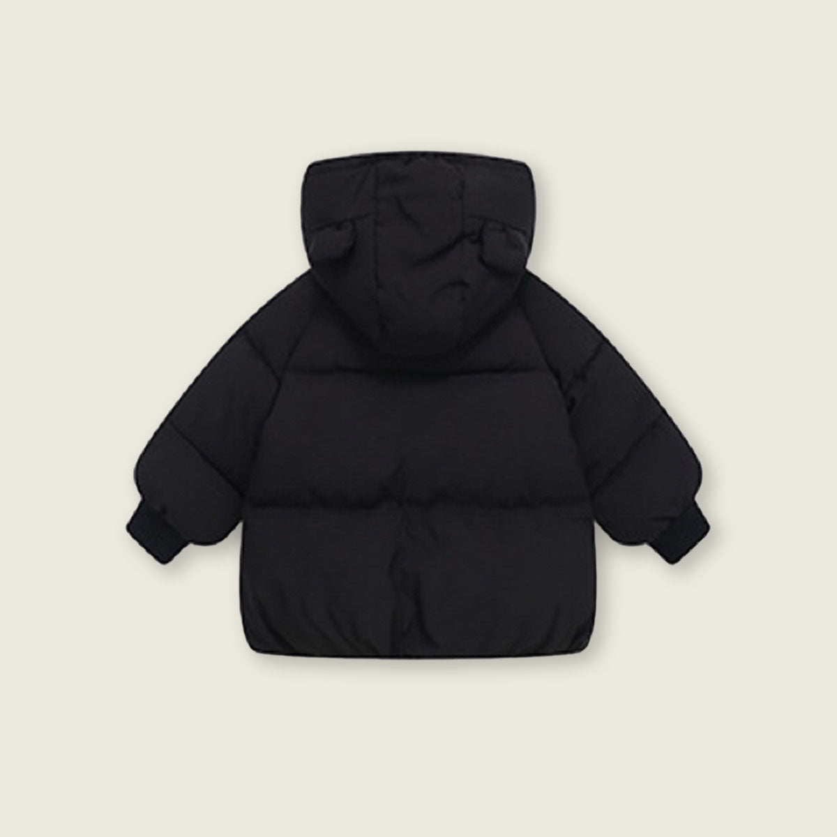 Girls Black Solid Front Zipper Hooded Puffer Jacket Coats & Jackets