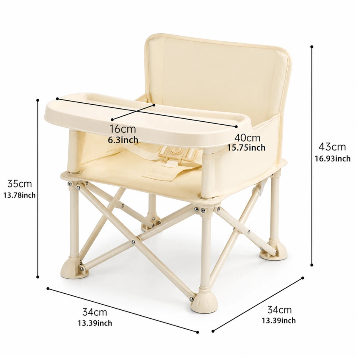 Kids Beige Foldable Baby Dining Chair With Tray & Umbrella Trending Accessories