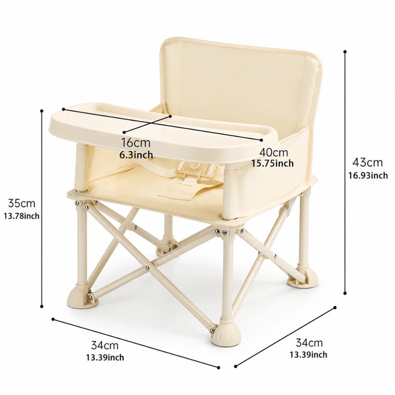 Kids Beige Foldable Baby Dining Chair With Tray & Umbrella Trending Accessories
