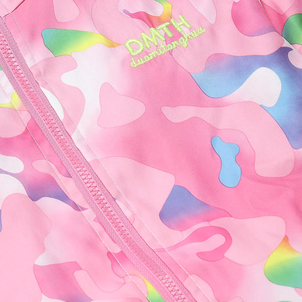 Girls Pink camouflage Printed Hooded Zipper Jacket Coats & Jackets