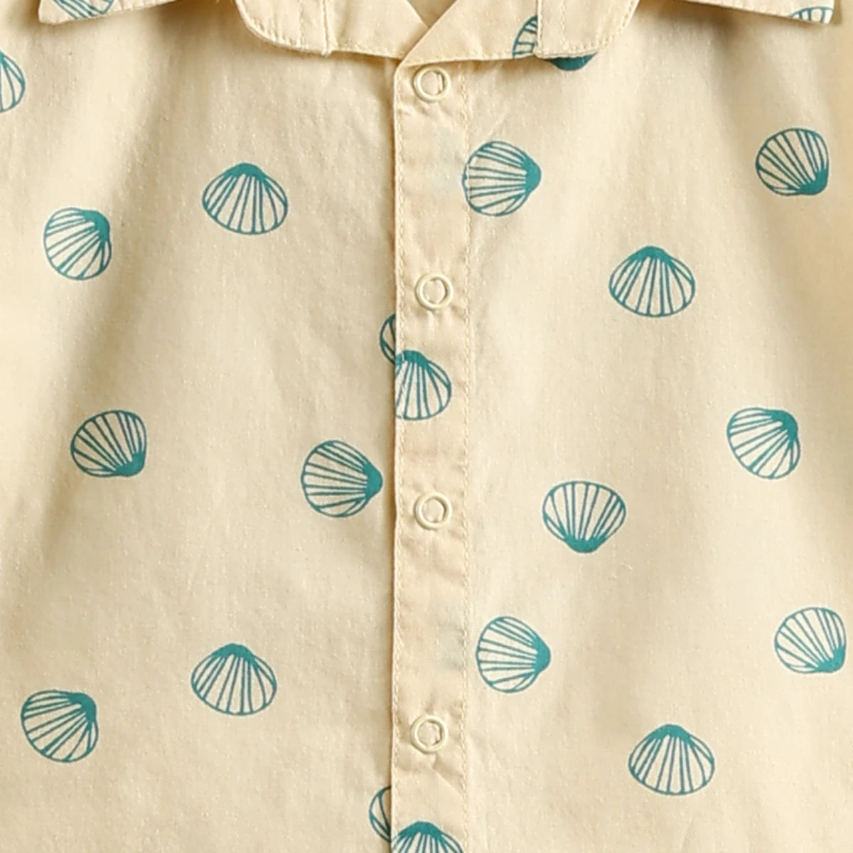 Boys Yellow Seashell Printed Short Sleeve Shirt With Printed Elasticated Shorts Set Sets