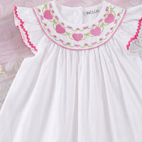 Girls White Embroidered Flutter Sleeve Dress Casual Dresses