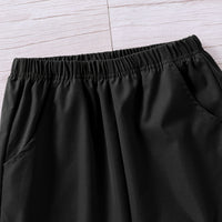 Boys Black Solid Elasticated Bottom Cargo Trouser Cargo Pants