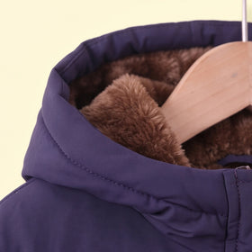 Girls Navy Blue Long Sleeve Hooded Zip-up Jacket Coats & Jackets