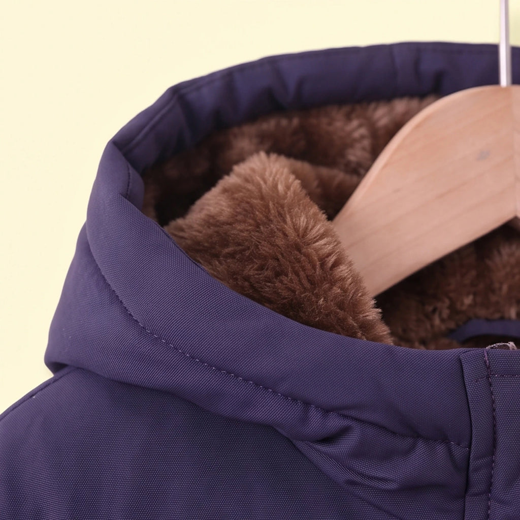Girls Navy Blue Long Sleeve Hooded Zip-up Jacket Coats & Jackets