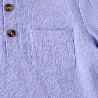Boys Purple Short Sleeves Mandarin Collared T-Shirt Tshirts