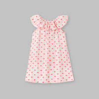 Girls Heart Print wide Neck A-Line Dress Casual Dresses   