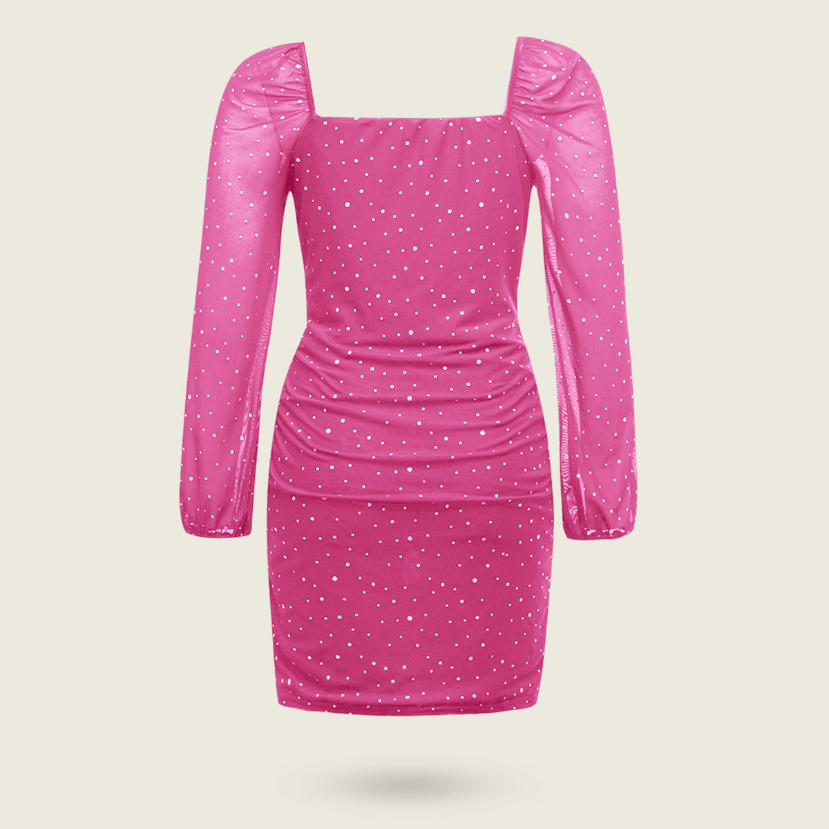 Girls Pink Sequined Long Sleeves Square Neck Bodycon Dress Party Dresses