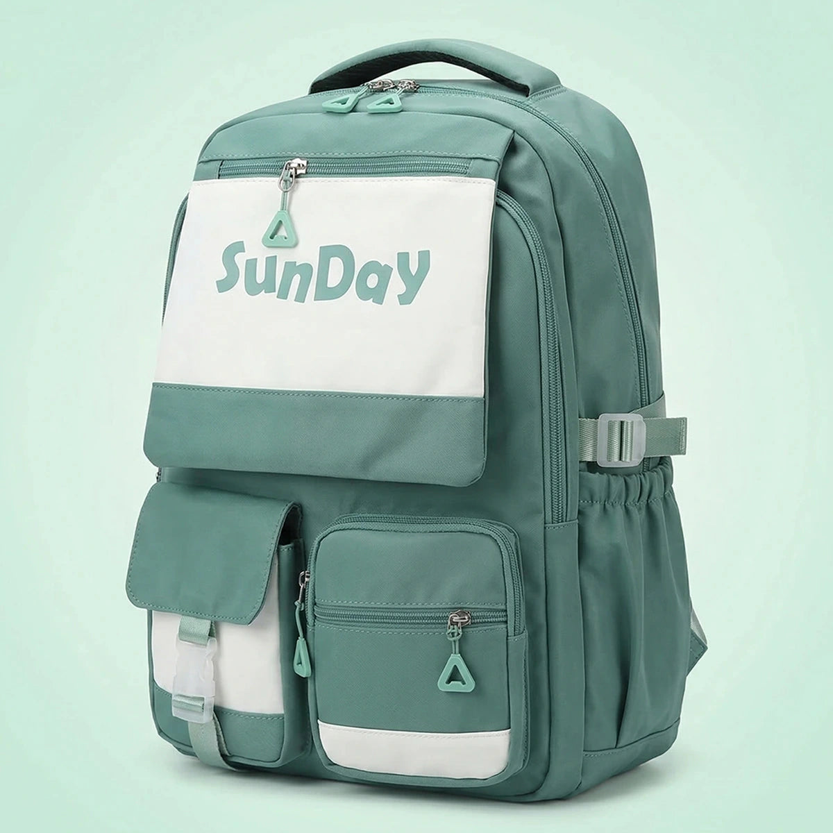 Kids Green Multi-Pocket School Backpack Trending Accessories Green Onesize