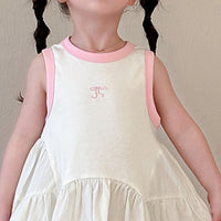 Girls Pink Self-Design Sleeveless A-line Dress Casual Dresses