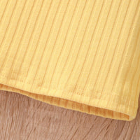 Girls Yellow Puff Sleeves Round Neck Bodycon Dress With Sling Bag Casual Dresses