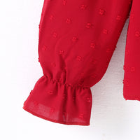 Girls Red Long Sleeve Ruffle Neck Summer Top With Skirts Sets 2 pc. Sets