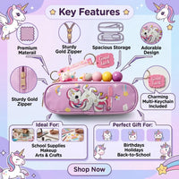 Unicorn Pencil Case with Decorative Keychain Trending Accessories