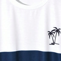Boys White Striped Short Sleeves Printed T-Shirt With Cross Pockets Shorts Set 2 pc. Sets