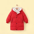 Girls Red Solid Puffer Hooded Long Jacket Coats & Jackets Red 2-3 Y