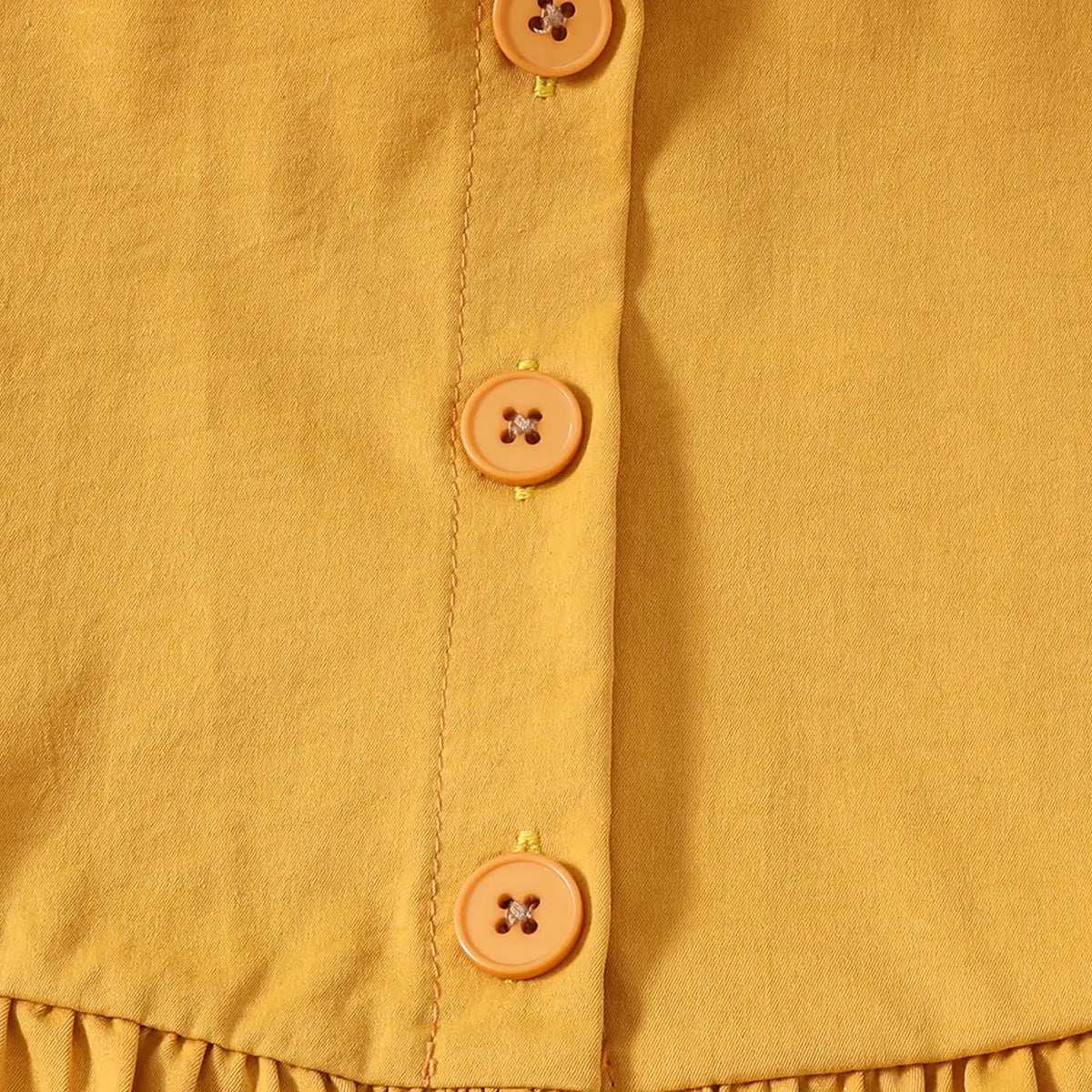 Girls Yellow Sleeveless Ruffled Top With Embroidered Denim Pants Set Sets
