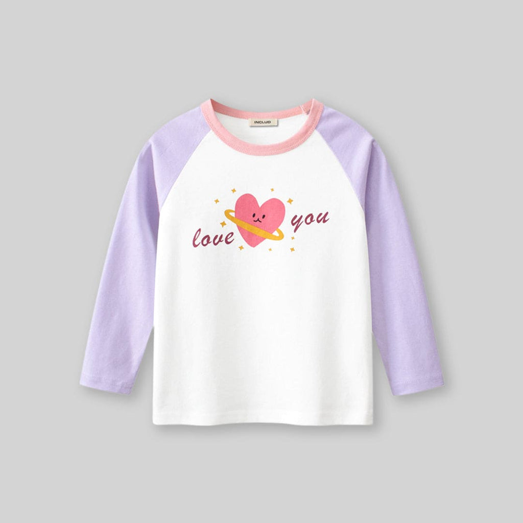 Girls Printed Raglan Sleeves T-shirt Tshirts   