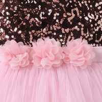Girls Light Pink Sequins Embellished Party Gown Party Dresses