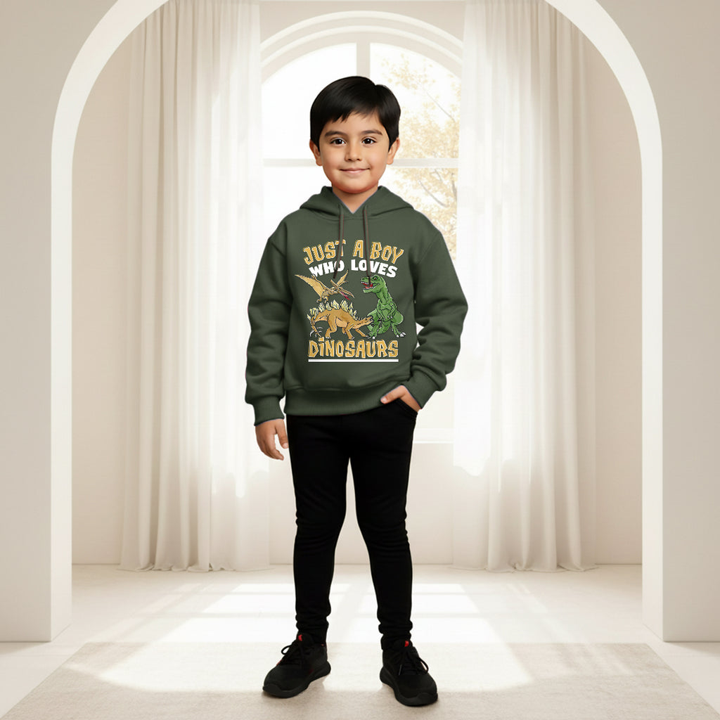 Boys Green Dinosaur Graphics Hoodies Sweatshirt Sweatshirts & Hoodies Green 6-7 Y