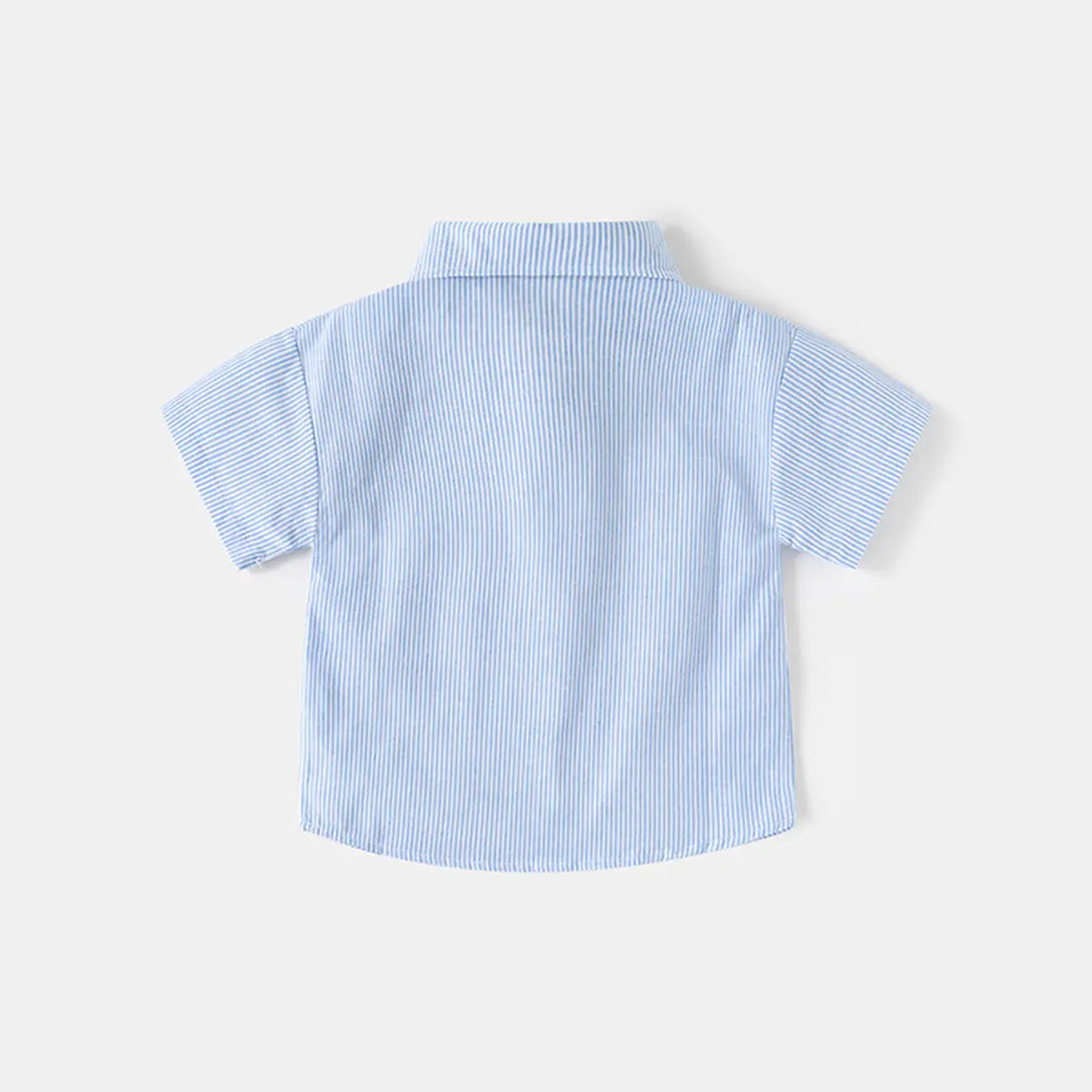 Boys Light Blue Striped Casual Shirt with Shark Embroidery Shirts