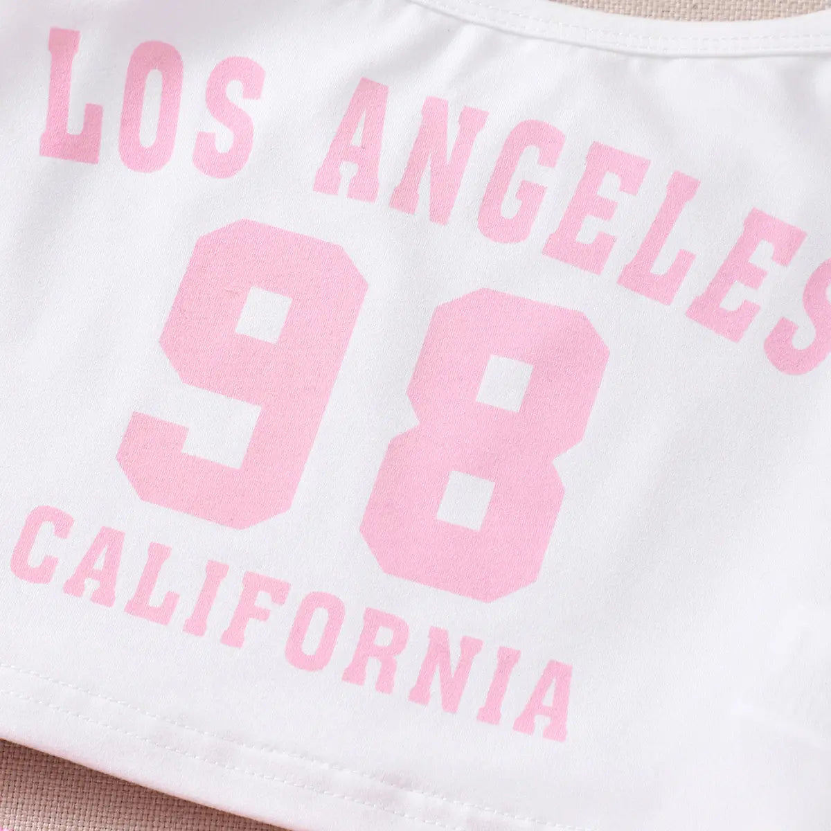 Girls Pink Crop Top & Camisole With Printed Shorts Set Sets