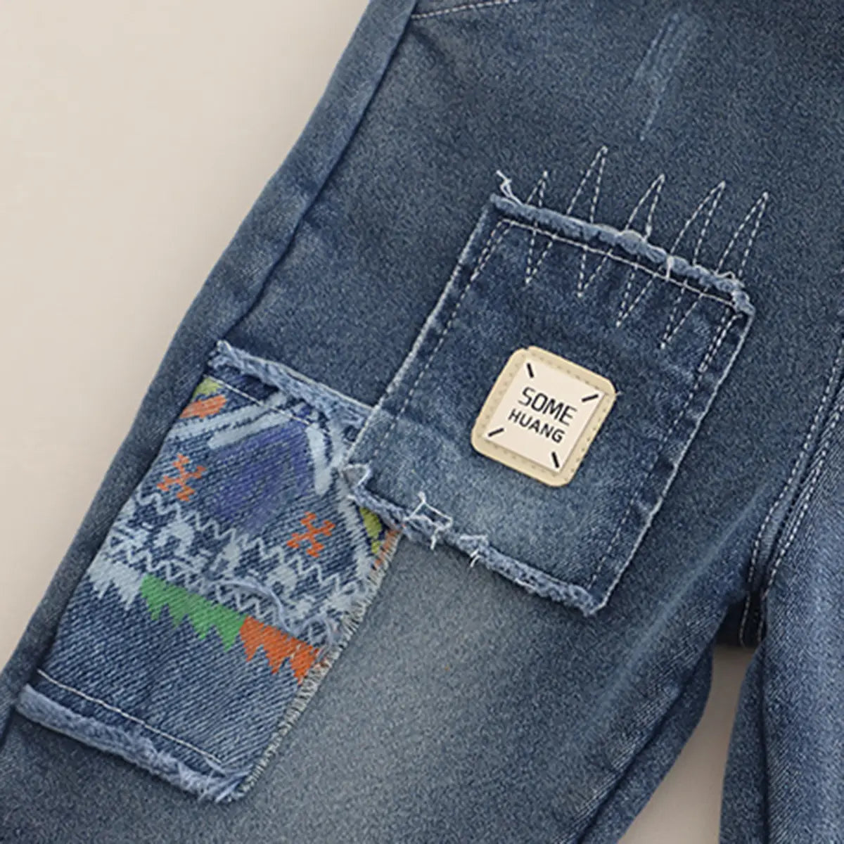 Boys Brown Printed Regular Sweatshirt With Denim Trousers Sets 2 pc. Sets