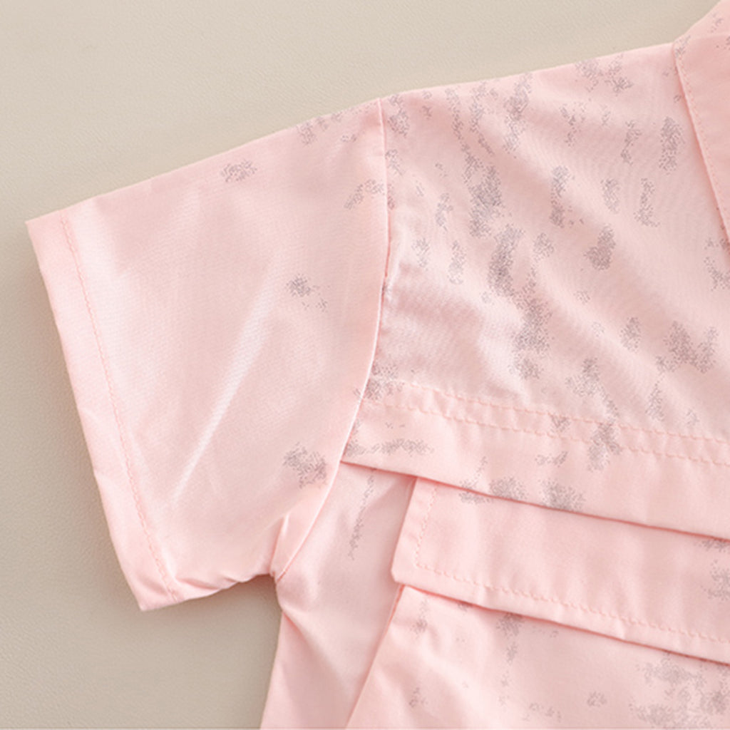 Boys Light Pink Tie & Dye Printed Shirt With Inner Tee And Cargo Shorts Set 3 pc. Sets