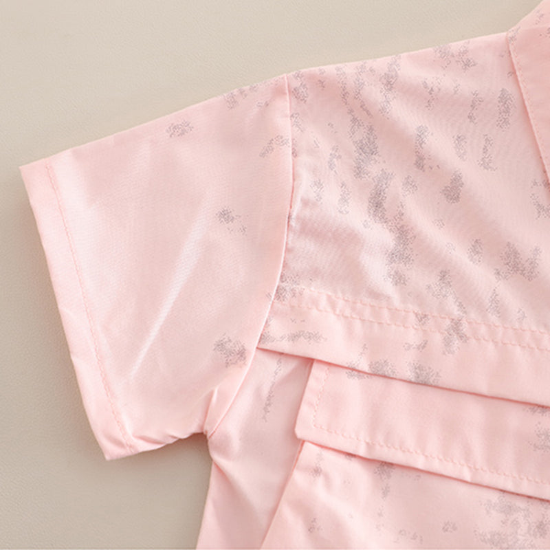 Boys Light Pink Tie & Dye Printed Shirt With Inner Tee And Cargo Shorts Set 3 pc. Sets