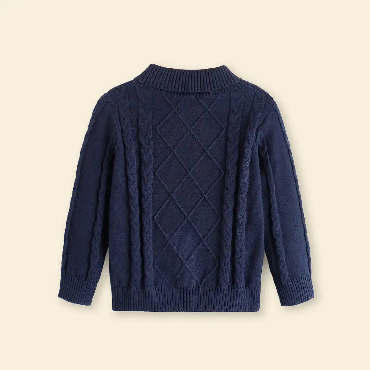 Boys Navy Blue Self-Design Cable-Knit Sweater Sweaters & Cardigans