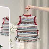 Girls Multicolor Striped Hello Kitty Ruffle A-line Dress Casual Dresses