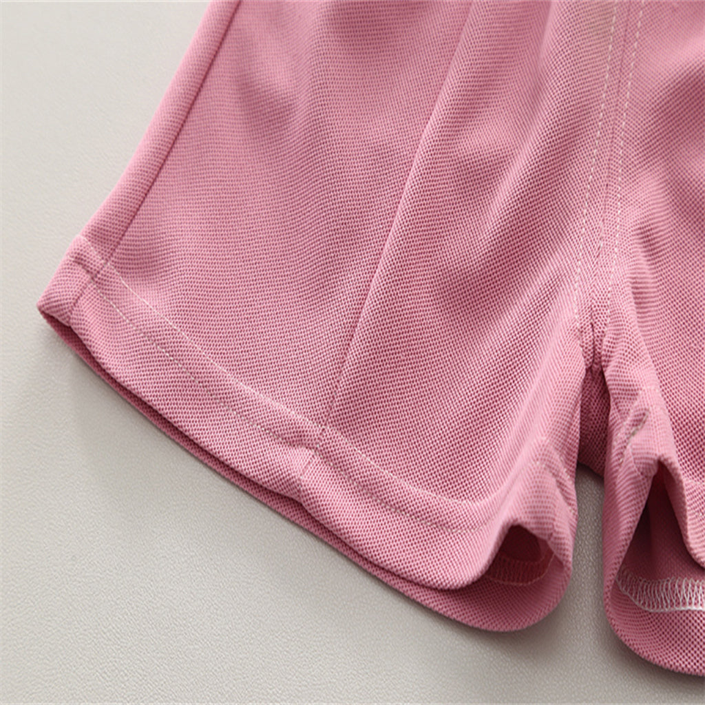 Boys Pink V-Neck Short Sleeve T-Shirt With Elasticated Shorts Set Sets