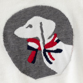 Boys White Regular Sweater With Self-Design Puppy Patterns Sweaters & Cardigans