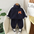 Boys Navy Blue M Printed High Neck Sweatshirt With Jogger Set 2 pc. Sets Navy Blue 1-2 Y