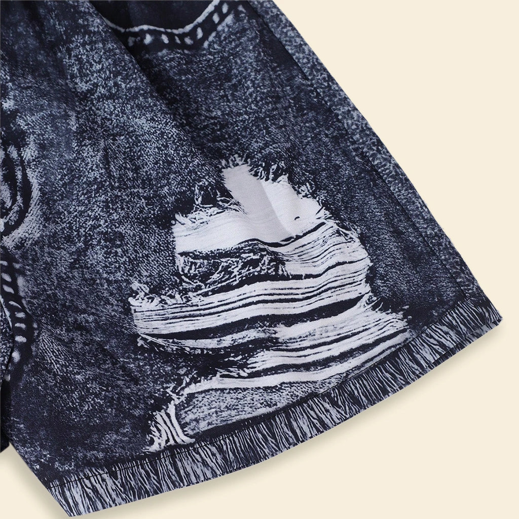 Girls Black Floral Top With Fake Denim Printed Shorts Sets Sets