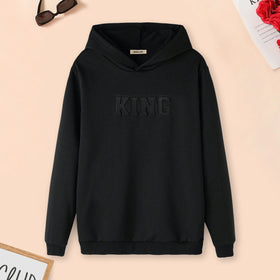 Boys Black Embossed King Printed Hooded Sweatshirt Sweatshirts & Hoodies Black 12-13 Y