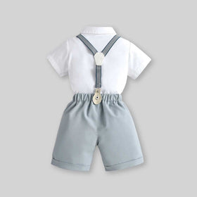Boys Short Sleeve Shirt With Suspender Short Set 2 pc. Sets   