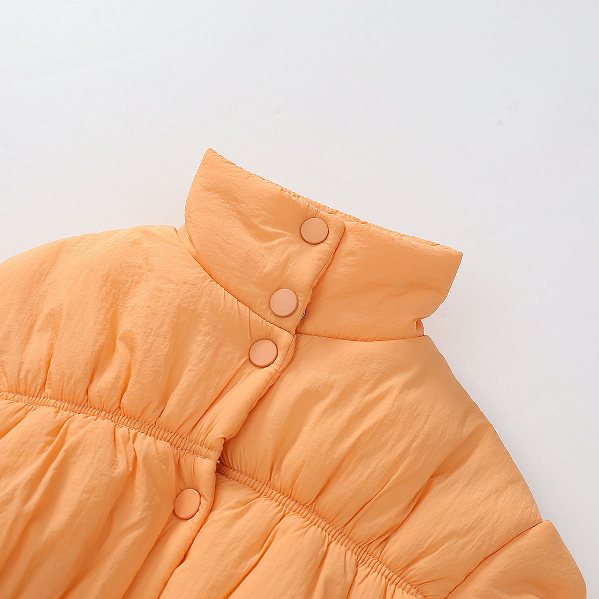 Girls Orange Solid Puffer Winter Jacket Coats & Jackets