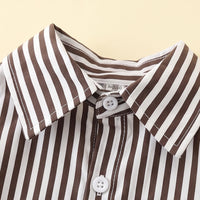 Boys Brown Striped Long Sleeve Shirt With Pants Sets 2 pc. Sets