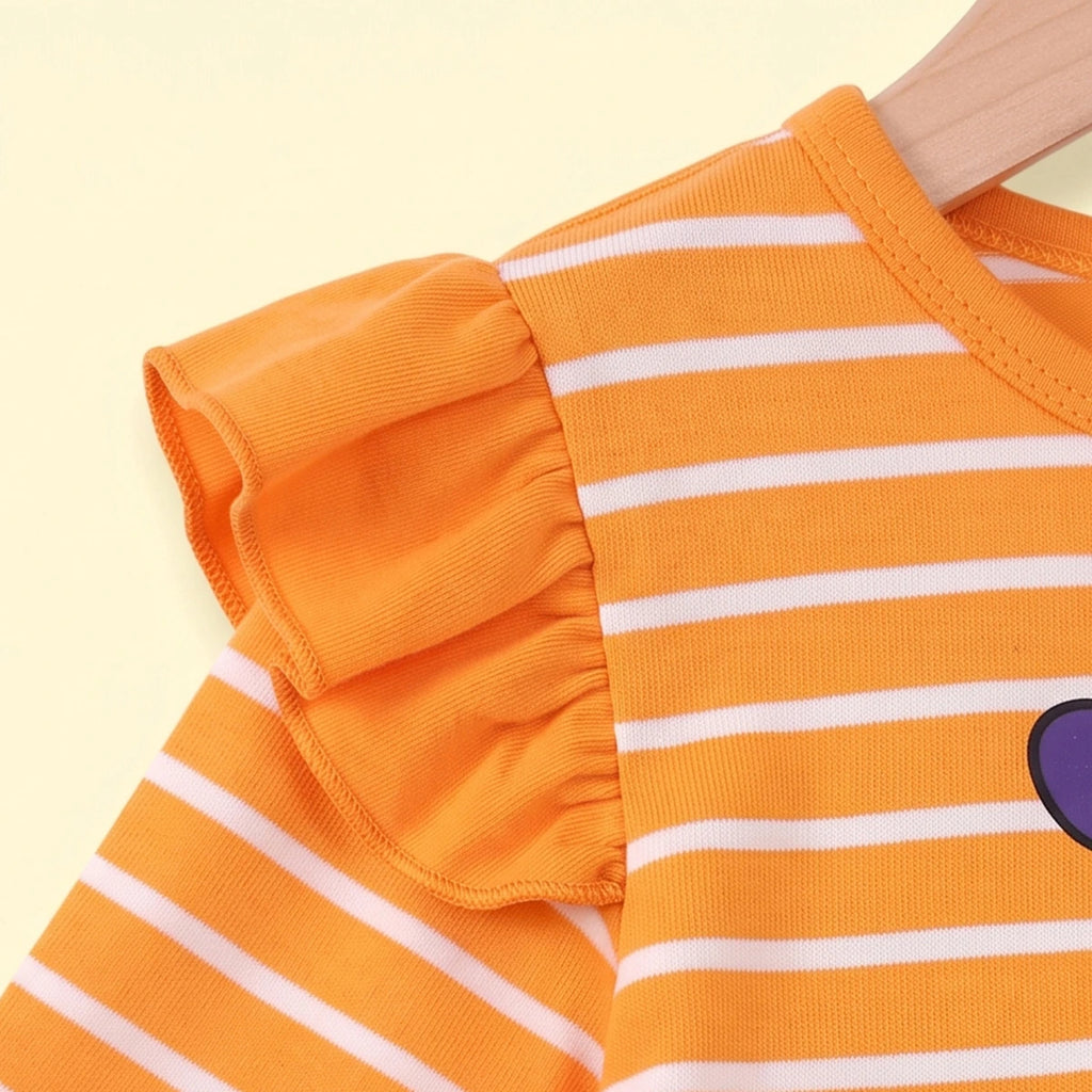 Girls Orange Happy Halloween Print Fit & Flare Dress Casual Dresses