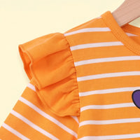 Girls Orange Happy Halloween Print Fit & Flare Dress Casual Dresses